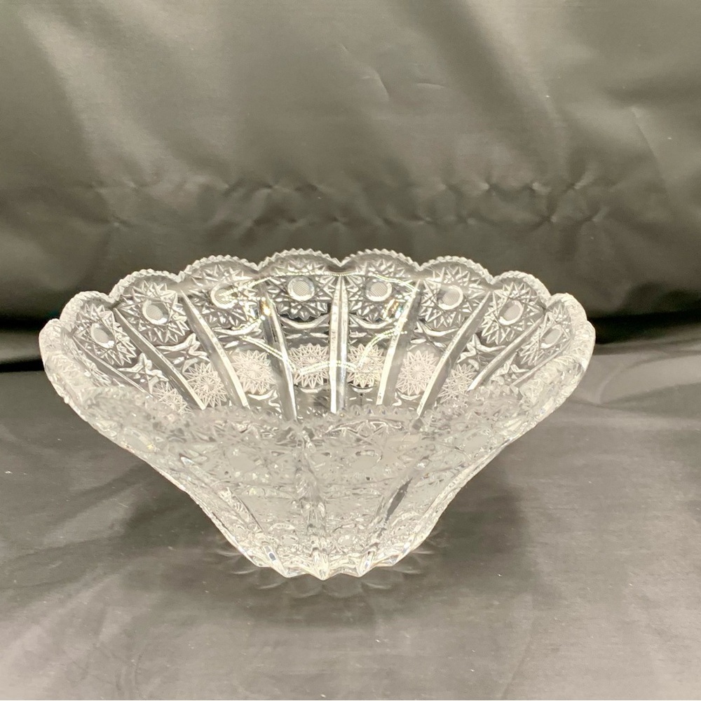 Vintage Bohemia Czech Crystal Hand Cut Bowl Queen Lace
